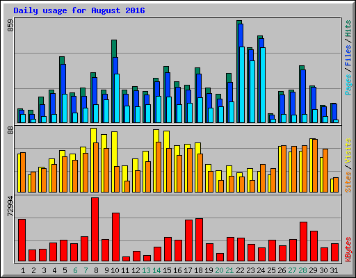 Daily usage for August 2016