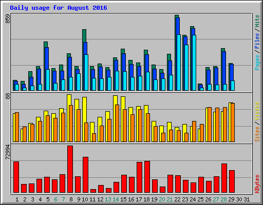 Daily usage for August 2016