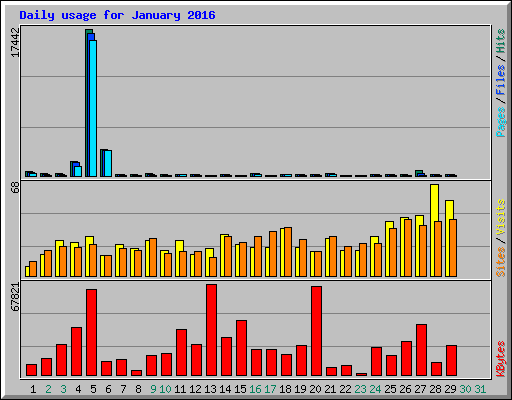 Daily usage for January 2016