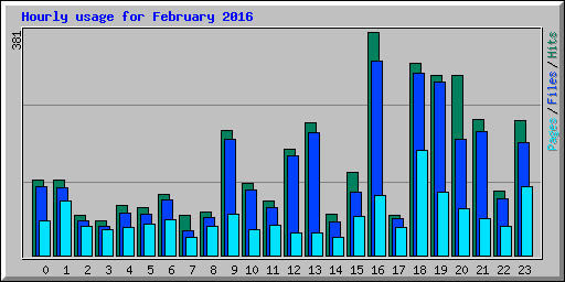 Hourly usage for February 2016