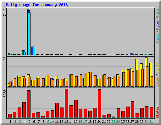 Daily usage for January 2016