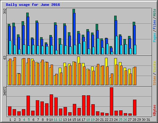 Daily usage for June 2016