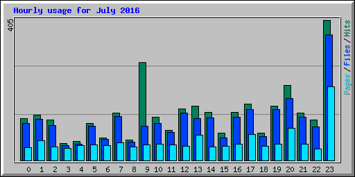 Hourly usage for July 2016